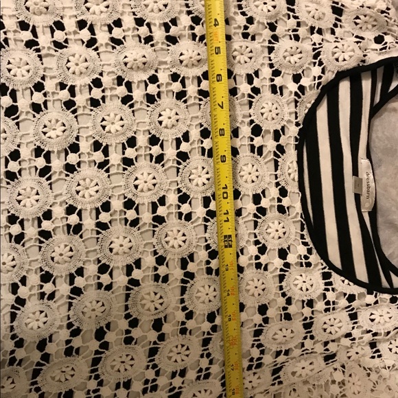 Black and white stripe with lace overlay top - Picture 6 of 6